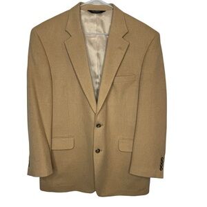 Jos A Bank CamelHair 2 Button Suit Jacket Tan size 43 R